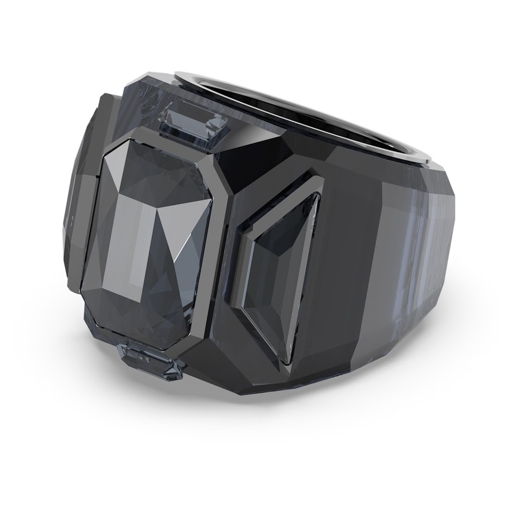 Swarovski Chroma cocktail ring, Black, Ruthenium plated